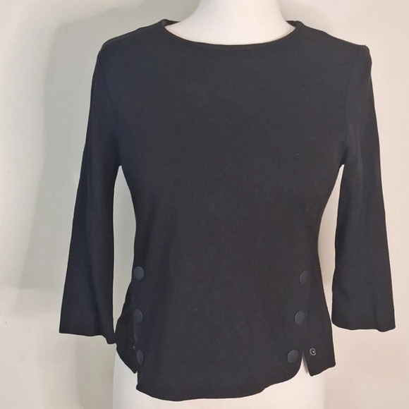 CAbi Utility  3/4 sleeve black top style #3232 SZ S - Picture 4 of 10